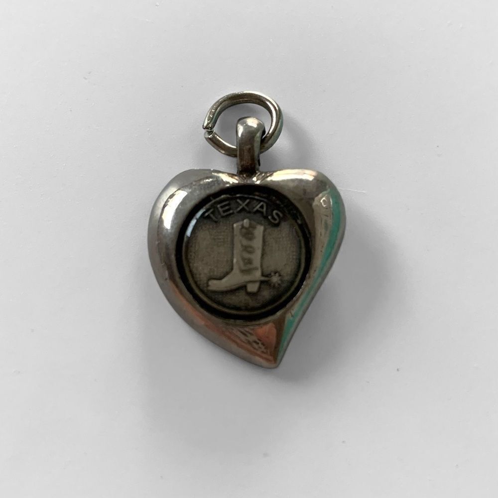Silver Texas Boot Heart Charm